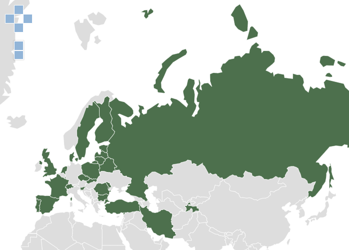 Mapa con países que aceptan el e-CMR